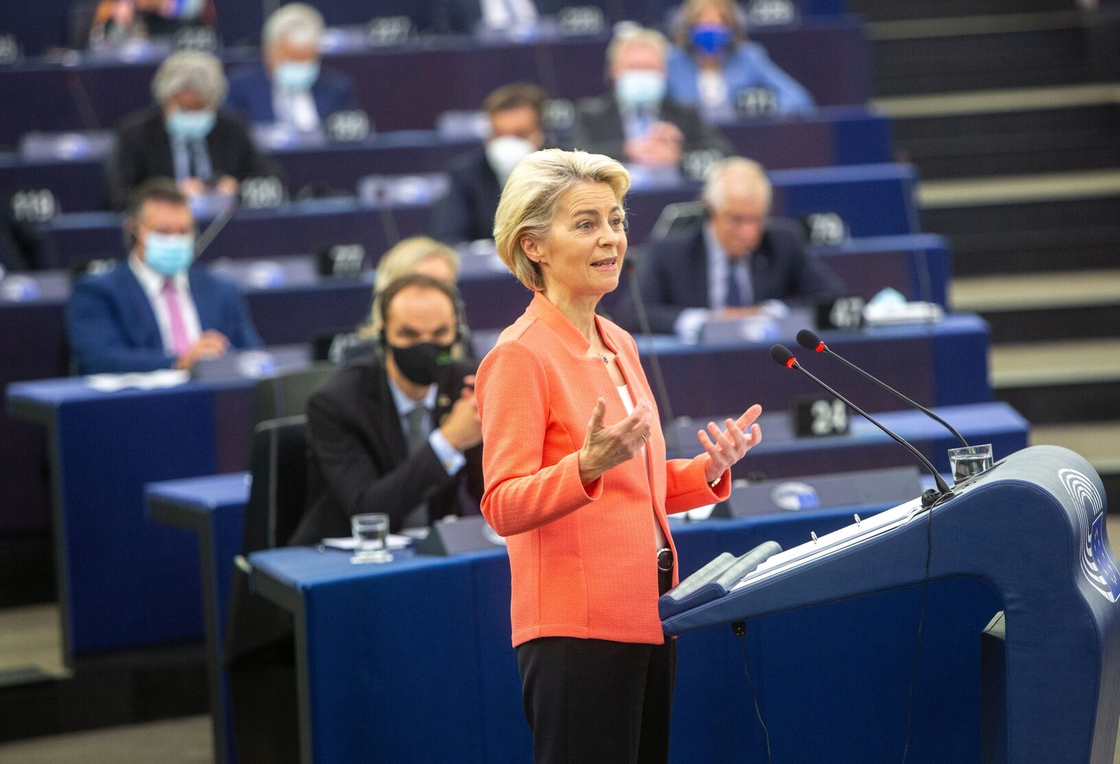 Commission President Ursula von der Leyen during her State of the Union address in the European Parliament in 2021